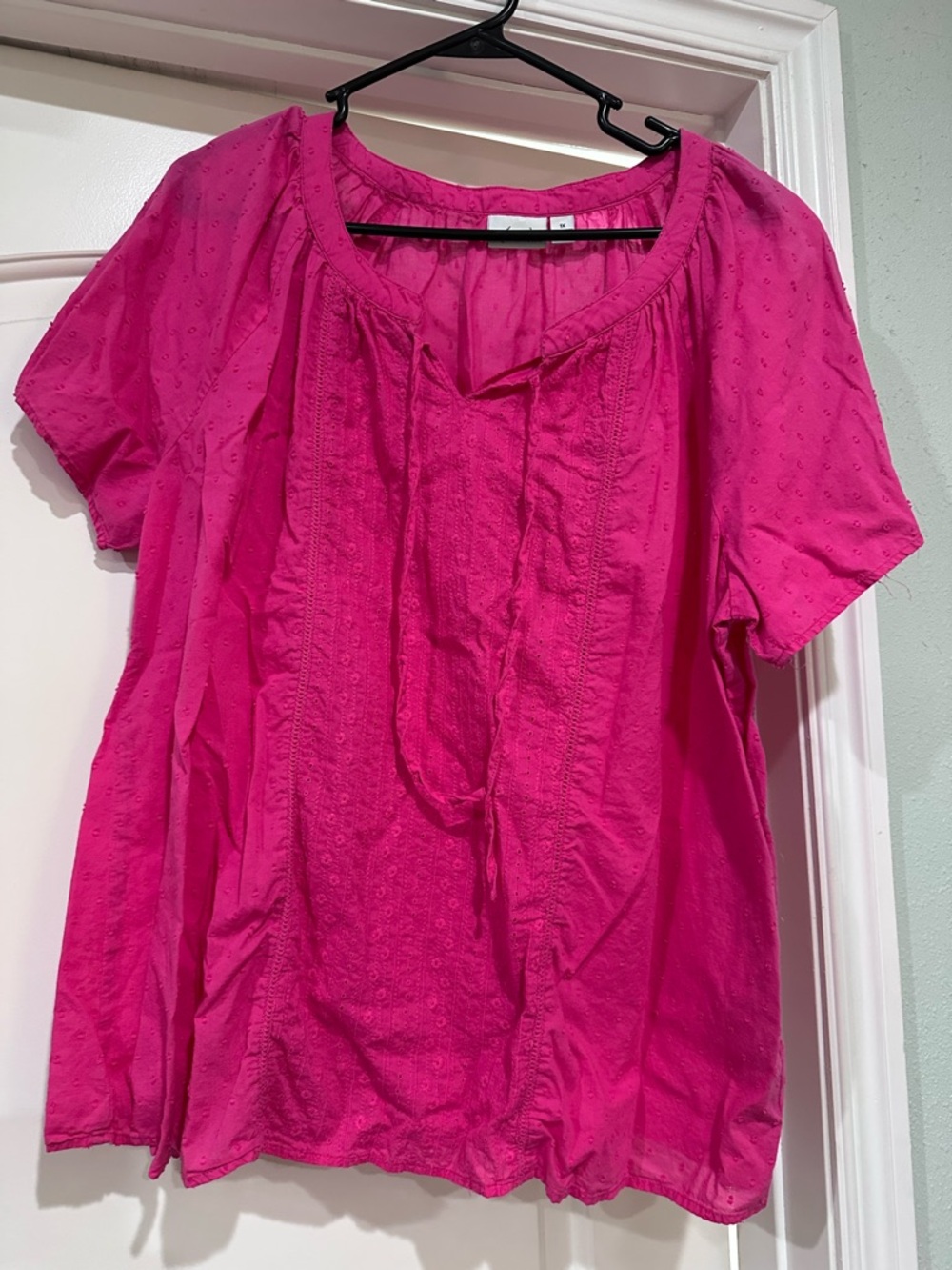 Kim Rogers Hot Pink Short-Sleeve Peasant Blouse